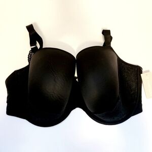 NWT THIRDLOVE BLACK 24/7 LACE DETAIL T-SHIRT BRA 42G